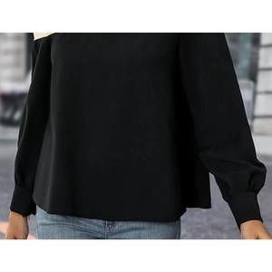 NEW LILY CLOTHING color blocked off shoulder blouse in black